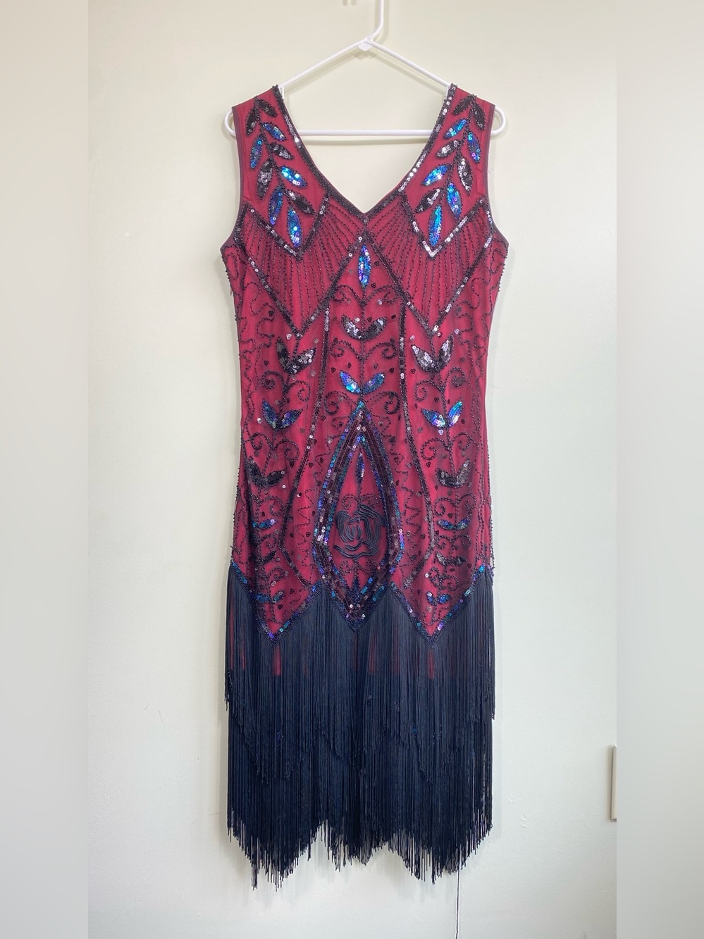 1920s Inspired Art Deco Gatsby Dresses- Vintage Sequin Fringed Cocktail Flapper